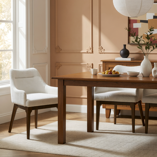 Sunvega Gray Chenille Upholstered Side Chair with Walnut Veneer Frame