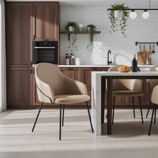 Sunvega Modern Upholstered Leatherette Dining Chair with Gold Steel Frame