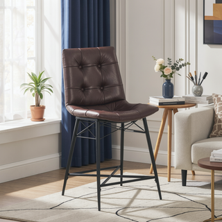 Sunvega Cool and Cozy Tufted Leatherette Counter Height Stools with Metal Base