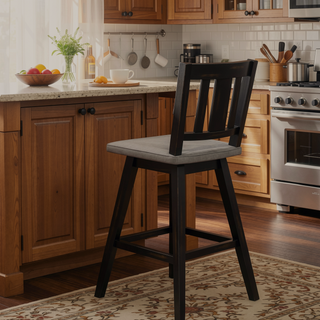 Sunvega Solid Rubberwood Counter Height Dining Table with Distressed Gray Finish