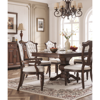 Sunvega Weathered Oak and Beige Finish Sheraton Shield Back Dining Side Chair