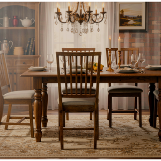 Sunvega Transitional Weathered Oak Finish Tan Linen Upholstered Dining Side Chairs Set of 2