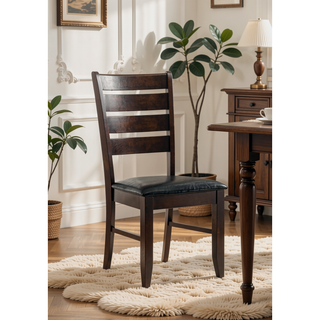 Sunvega Padded Seat Side Chairs with Ladder Back Design and Chunky Straight Legs