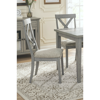 Sunvega Contemporary Gray Upholstered Dining Chairs with Cushioned Seats and Slatted Back