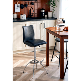 Sunvega Modern PU Swivel Adjustable Bar Stool with Chrome Metal Legs