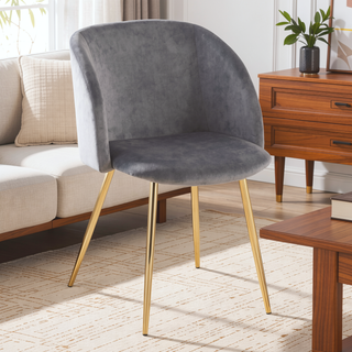 Sunvega Fran Contemporary Dining Chairs in Gold Metal and Silver Velvet Set of 2