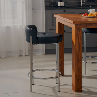 Sunvega Glam Contemporary Counter Stool with Faux Leather Upholstery and Chrome Frame Set of 2