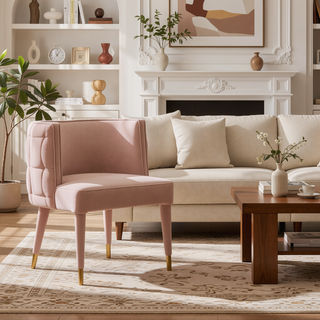 Sunvega Modern Velvet Upholstered Dining Chair with Tufted Back and Gold Tips