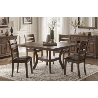 Sunvega Brown Faux Leather Upholstered Wooden Side Chairs with 250lbs Weight Capacity