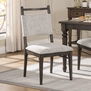 Sunvega Modern Dark Walnut Rubberwood Side Chairs with Upholstered Polyester Seat