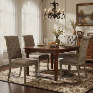 Sunvega Traditional Classic Style Side Chairs Set of 2 with Button-Tufted Back and Nailhead Trim