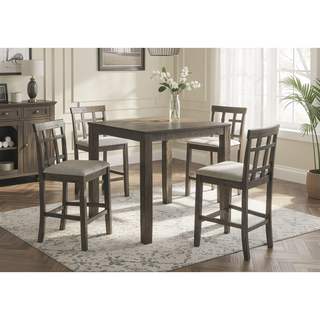 Sunvega Contemporary Gray Finish Rectangular Dining Table Seating Six