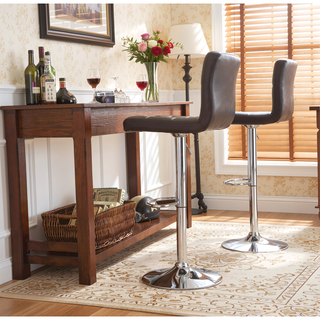 Sunvega Adjustable Hydraulic Bar Stool with 360 Degree Swivel and Footrest in Brown
