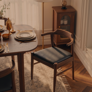 Sunvega Mid-Century Modern Leather Dining Chair Set of 2 for Living Room
