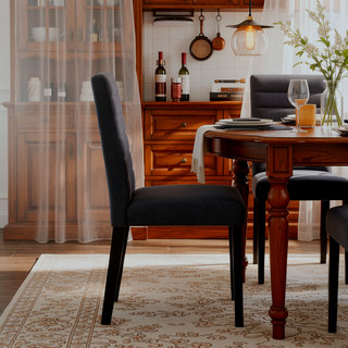 Sunvega Black Finish Dining Table with Wooden Top for 4 Seats