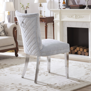 Sunvega Velvet Upholstered Chair with Tufted Design and Stainless Steel Legs