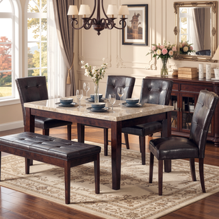 Sunvega Espresso Faux Leather and Walnut Finish Tufted Back Dining Chairs