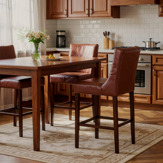 Sunvega Modern Minimalist Bar Stool with Metal Legs and High Density Fabric Seat