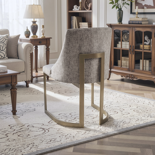 Sunvega Modern Grey Upholstered Parsons Dining Chair Set with Metal Frame