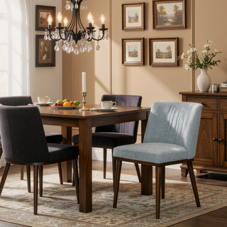 Sunvega Daley Grey Italian Mid-Century Fabric Dining Chair Set Of 2