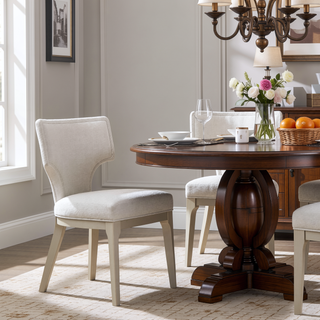 Sunvega Ivory and Champagne Side Chair with Padded Seat and Curved Backrest