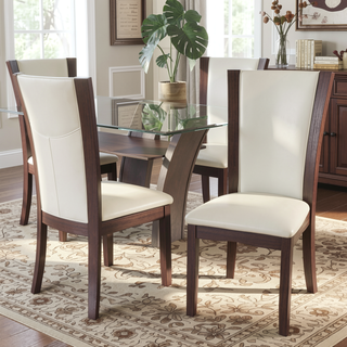 Sunvega Contemporary Dark Cherry Brown Leatherette Cushion Side Chairs Set Of 2