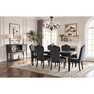 Sunvega Glam Style 2pc Side Chair with Upholstered Seat and Fluted Legs for Dining Room