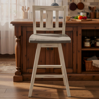 Sunvega Solid Rubberwood Counter Height Dining Table with Distressed Gray Finish