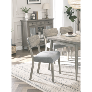 Sunvega Natural Wood Grain Color Set of 2pc Dining Chairs with Upholstered Cushions