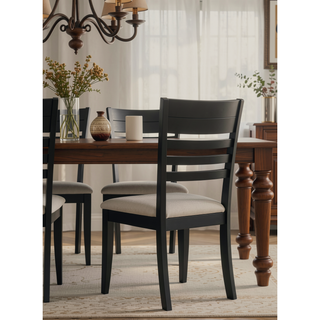 Sunvega Contemporary Ladder Back Dining Chairs with Gray Upholstered Seat Set of 2
