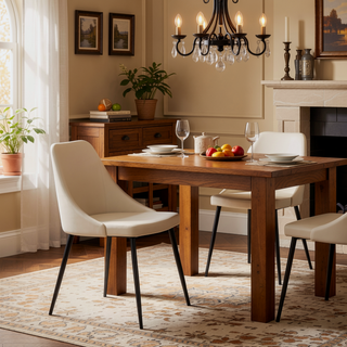 Sunvega Contemporary Faux Leather Upholstered Dining Chair with Tapered Metal Legs Set of 2