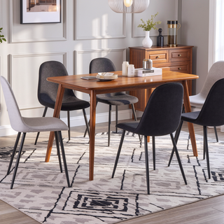 Sunvega Pebble Contemporary Chairs with Upholstered Seat and Black Steel Frame Set of 2