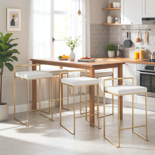 Sunvega Glam Contemporary Stackable Counter Stool with White Velvet Cushion Set of 3