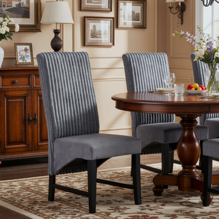 Sunvega Modern Upholstered Dining Chairs with Gray Corduroy Comfort and Wooden Frame