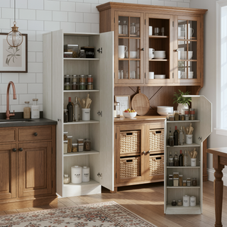 Sunvega Five Shelves Multistorage Pantry Cabinet with Double Door for Kitchen