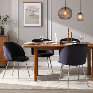 Sunvega Fran Contemporary Dining Chairs with Velvet Upholstery and Metal Legs Set of 2