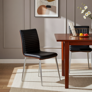 Sunvega Mason Contemporary Dining Accent Chair with Swivel and Walnut Wood Back