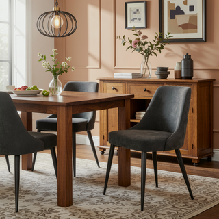 Sunvega Light Grey Curved Back Side Chair Set with Cushioned Seat and Tapered Legs