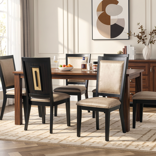 Sunvega Dark Walnut Contemporary Side Chairs with Polyester Upholstered Seat Set of 2
