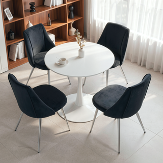 Sunvega Modern Velvet Dining Chair with Chrome Metal Legs Set of 4 for Home