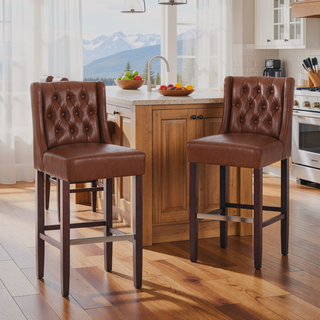 Sunvega Modern Minimalist Bar Stool with Metal Legs and High Density Fabric Seat