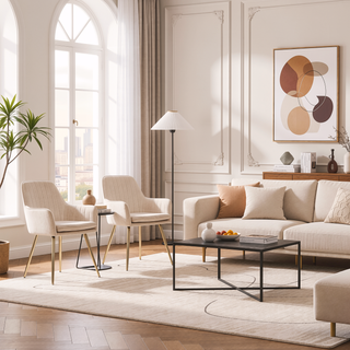 Sunvega Blue Velvet Mid-Back Dining Chairs with Gold Plated Legs for Living Room