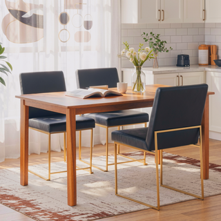 Sunvega Gold and Black Faux Leather High Back Dining Chair Set of 2