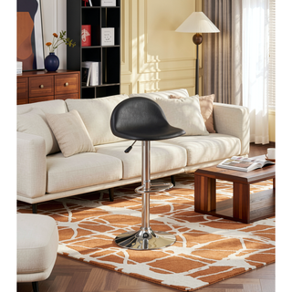 Sunvega Silver Faux Leather Adjustable Stool Set of 2 with Tufted Seats and Chrome Base