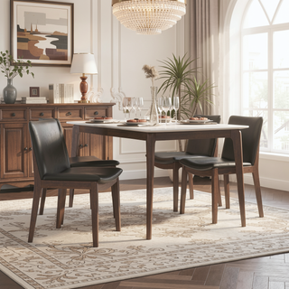 Sunvega Mid-Century Modern Leather Dining Chair Set of 2 for Living Room