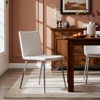 Sunvega Modern Upholstered Chair with Swivel Seat and Stainless Steel Base - Set of 2