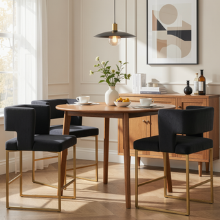 Sunvega Modern Velvet Upholstered Counter Stool Set of 2 with Gold Metal Legs