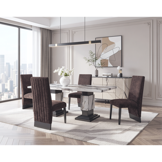Sunvega Contemporary Boucle Finish Dining Chairs with Extended Back 2PK Set