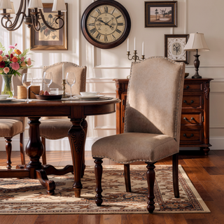 Sunvega Industrial Style Brown Cherry Ivory Upholstered Fabric Counter Height Dining Chairs