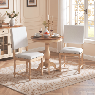 Sunvega Vintage Traditional Upholstered Dining Bench with 6 Solid Wood Legs Natural